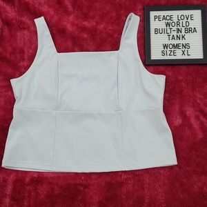 PEACE LOVE WORLD Built-in bra crop tank White XL